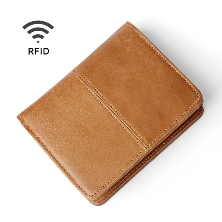 TP-195 Oilskin Leather Multi-functional Change Purse RFID Leather Wallet(Brown) - Immagine 1