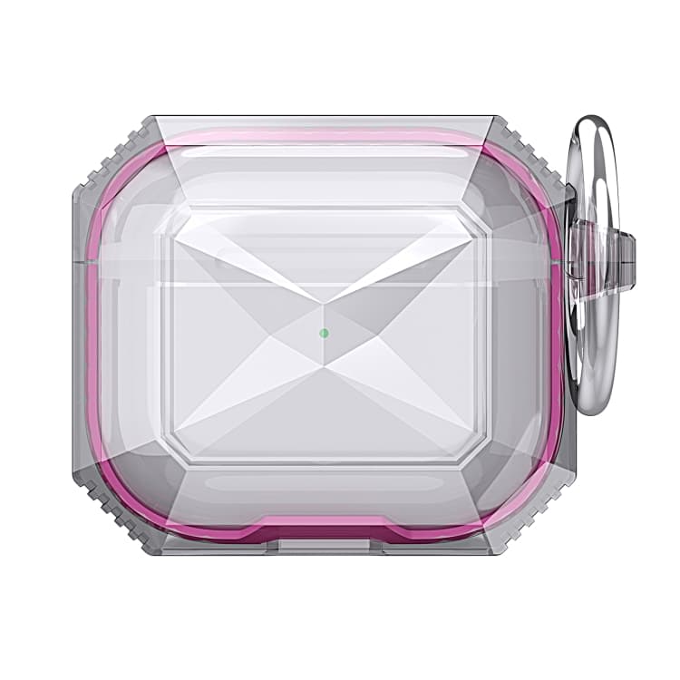 Custodia protettiva trasparente bicolore anti-caduta in TPU per auricolari AirPods 4 (Rosso Rosa) - Immagine 1