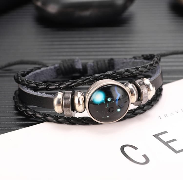Bracciale in pelle di mucca con perline multistrato delle Dodici Costellazioni, Stile: Toro Luminoso - Immagine 1