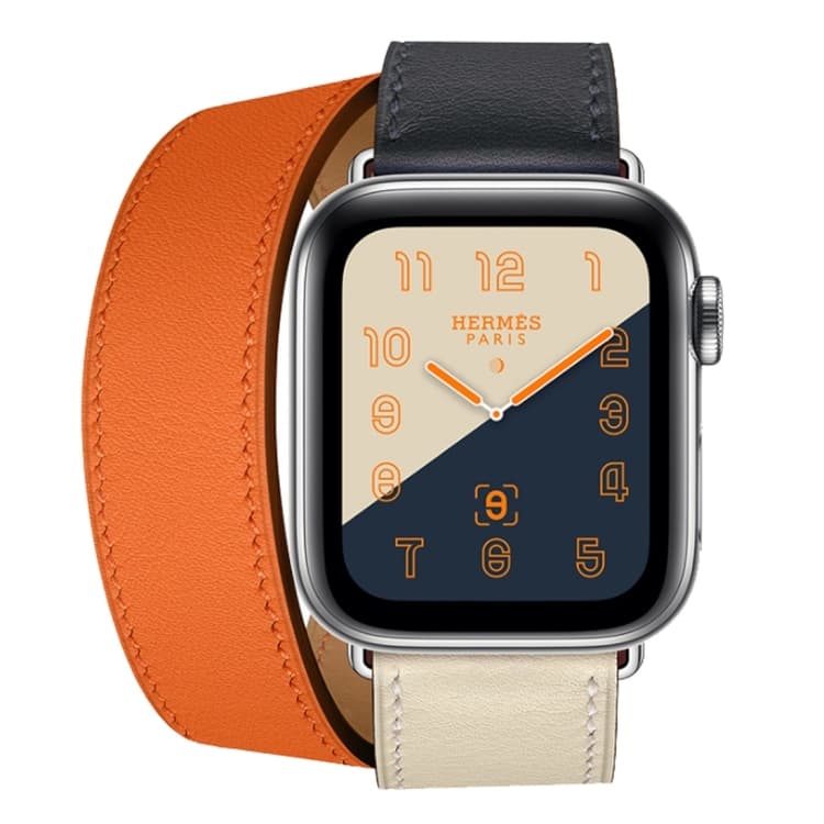 Cinturino per orologio in pelle a doppio anello bicolore per Apple Watch Serie 3 e 2 e 1 42mm, Colore: Blu brillante+Rosa bianco+Arancione - Immagine 1