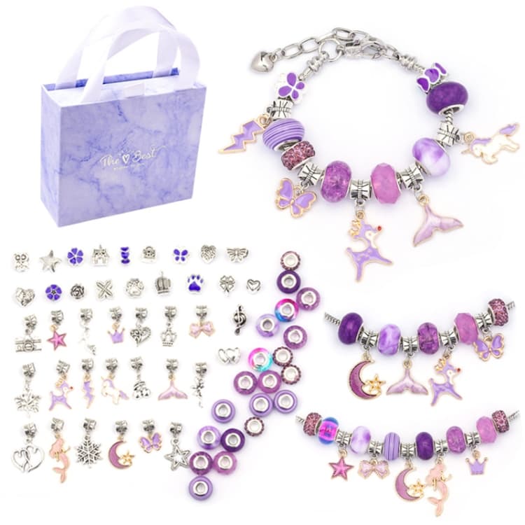 TZ-05 63 in 1 Bracciale per bambini in cristallo colorato fai-da-te (Set viola) - Immagine 1