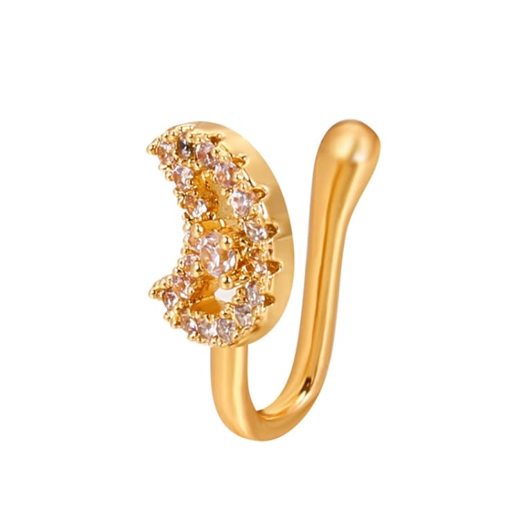 Clip nasale a forma di U in rame con zirconi, decorazione per naso, colore: G-190 oro - Immagine 1