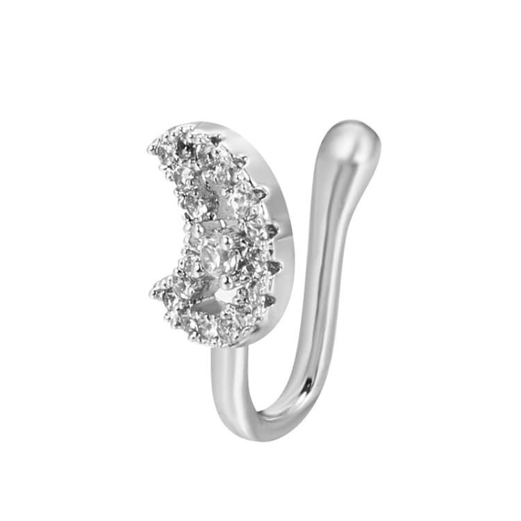 Clip nasale a forma di U in rame con zirconi, decorazione per naso, colore: G-191 argento - Immagine 1