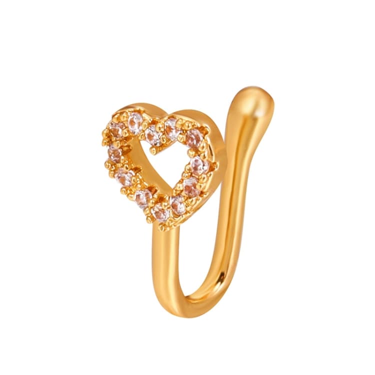 Clip nasale a forma di U in rame con zirconi, decorazione per naso, colore: G-235 oro - Immagine 1
