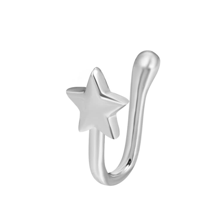 Clip nasale a forma di U in rame con zirconi, decorazione per naso, colore: G-252 argento - Immagine 1