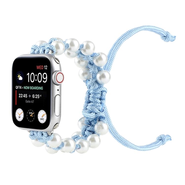 Umbrella Rope Bead Nylon Watch Band For Apple Watch Ultra 49mm&Watch Ultra 2 49mm / Series 9&8&7 45mm / SE 3&SE 2&6&SE&5&4 44mm / 3&2&1 42mm(Light Blue) - Immagine 1