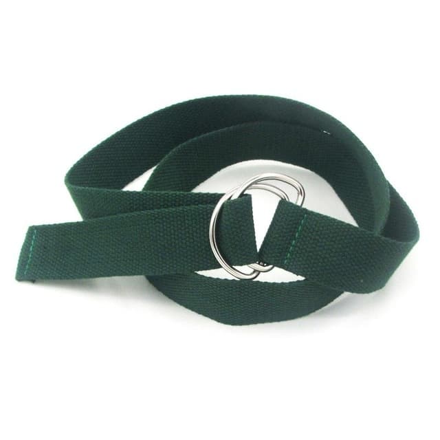 Cinture in tela unisex con doppia fibbia ad anello, cintura in tela casual solida, lunghezza: 105 x 3,2 cm (verde) - Immagine 1