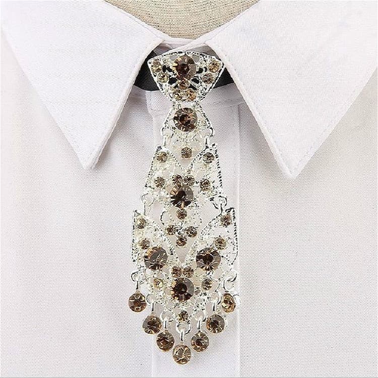 Accessorio per collo a farfalla in metallo con diamante unisex (diamante oro su bianco)