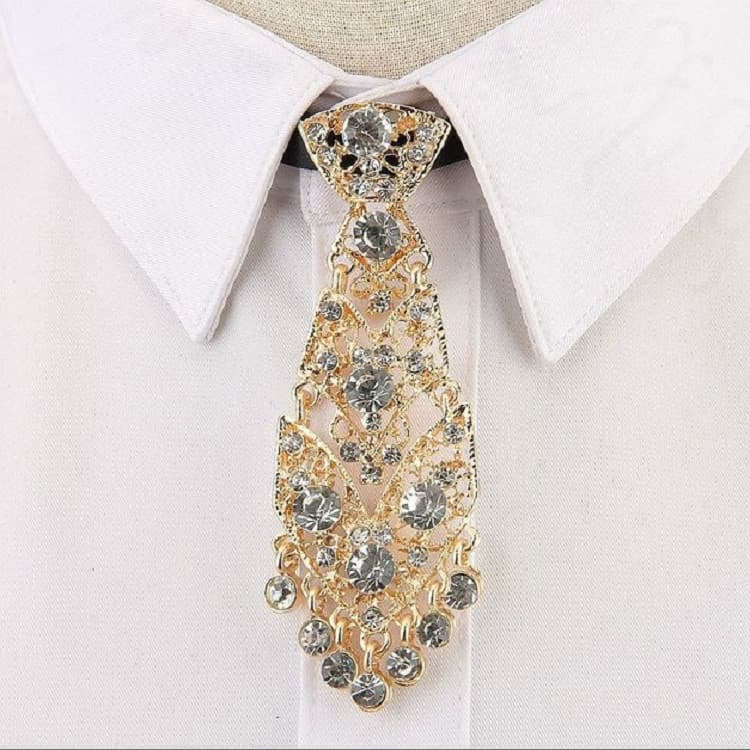 Accessorio per collo a farfalla in metallo unisex con diamante piccolo (diamante bianco su oro)