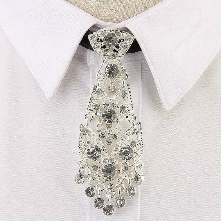 Accessorio per collo a farfalla in metallo unisex con diamante piccolo (diamante bianco su bianco)