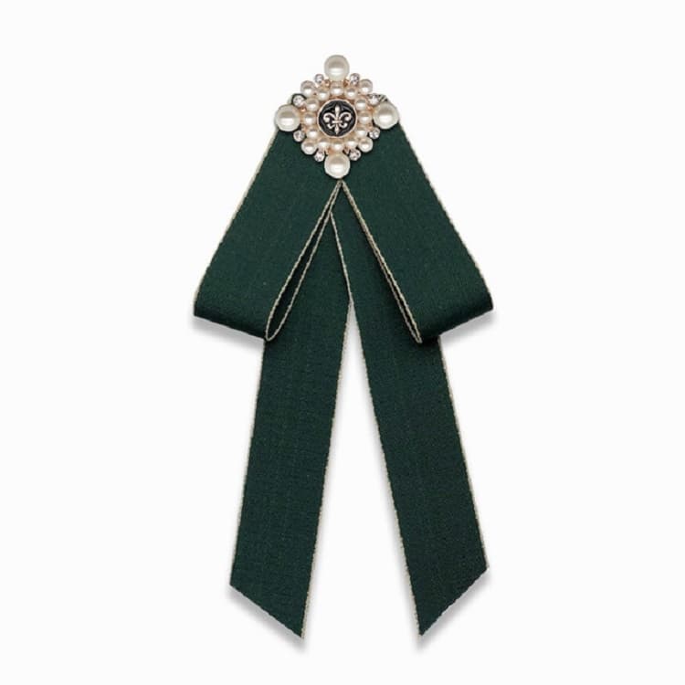 Accessorio per abbigliamento Unisex con fiocco a perla e nodo a fiocco, stile: versione con spilla (verde militare)