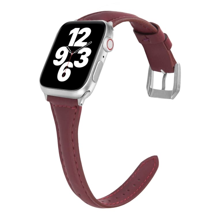 Cinturino per orologio universale a forma di T in pelle sottile per Apple Watch Series 7 41mm / 6 & SE & 5 & 4 40mm / 3 & 2 & 1 38mm (Caffè) - Immagine 1