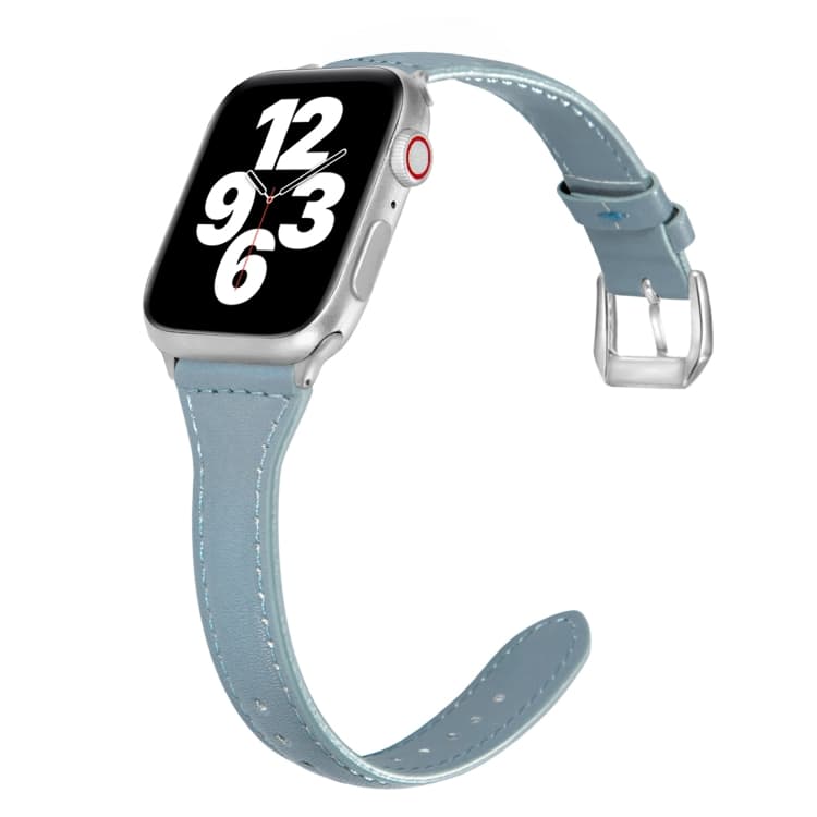 Cinturino per orologio sottile in pelle a forma di T universale per Apple Watch Series 7 41mm / 6 & SE & 5 & 4 40mm / 3 & 2 & 1 38mm (Azzurro chiaro) - Immagine 1