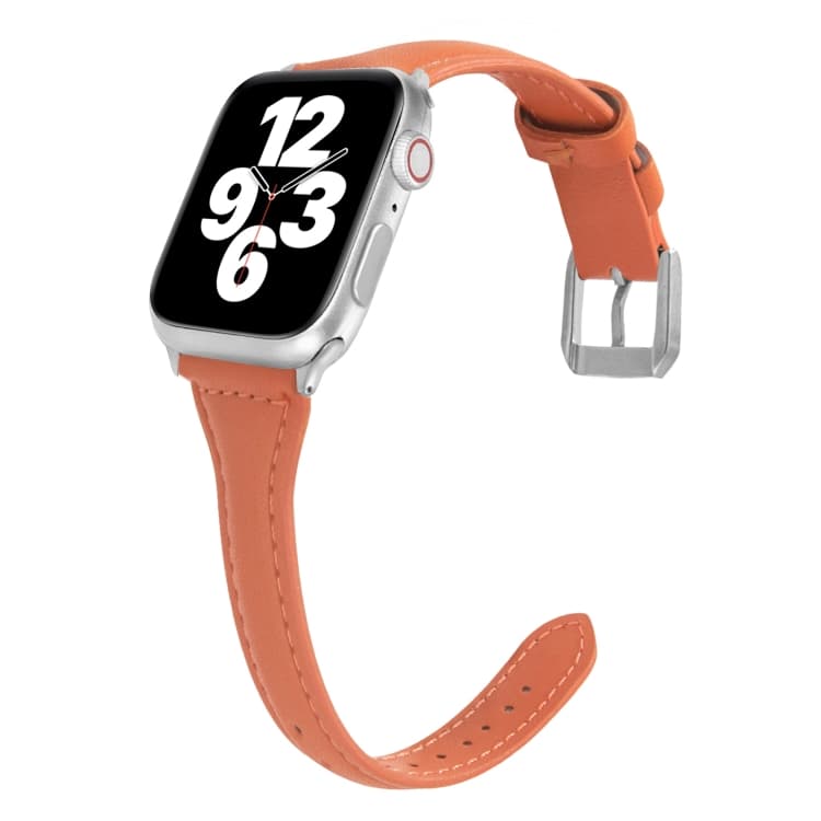 Cinturino per orologio universale a forma di T in pelle sottile per Apple Watch Series 7 41mm / 6 & SE & 5 & 4 40mm / 3 & 2 & 1 38mm (Marrone chiaro) - Immagine 1