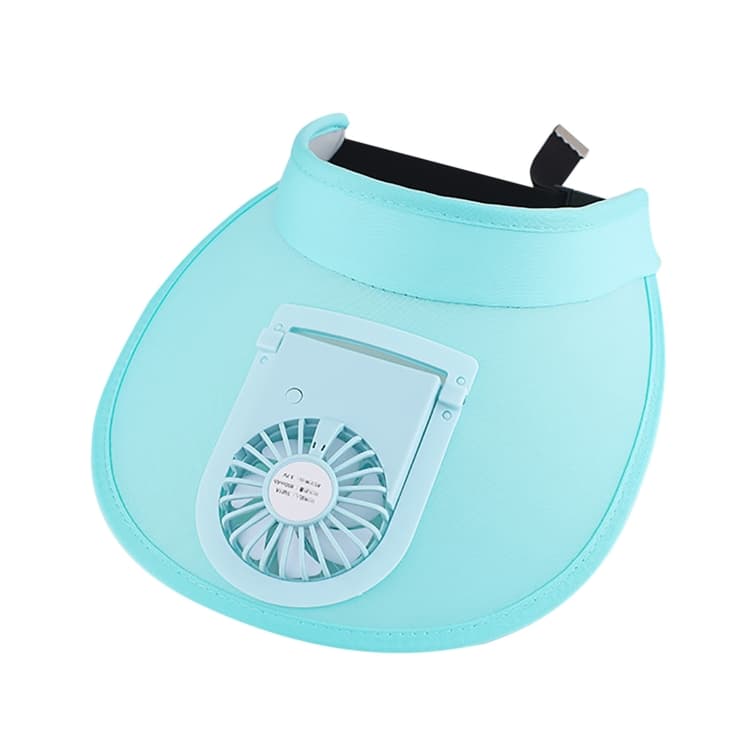 Cappello parasole ricaricabile USB con ventola, grande tesa, cielo blu - Immagine 1