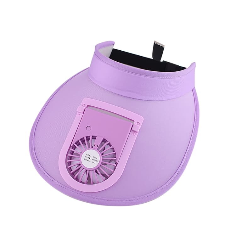 Cappello parasole ricaricabile USB con ventola, tesa larga, parte superiore vuota (Viola) - Immagine 1