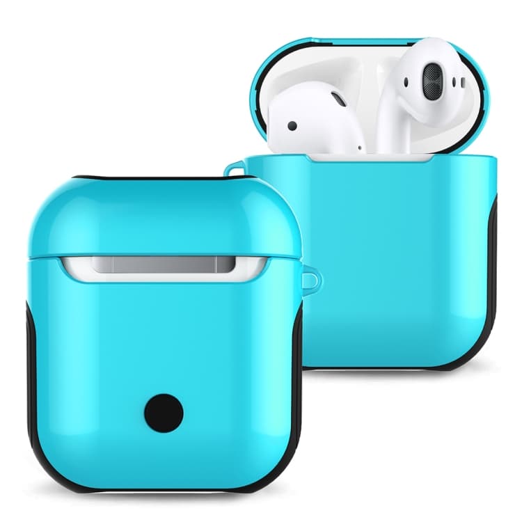 Custodia per auricolari Bluetooth PC verniciata, borsa anti-smarrimento per Apple AirPods 1/2 (Azzurro pastello) - Immagine 1
