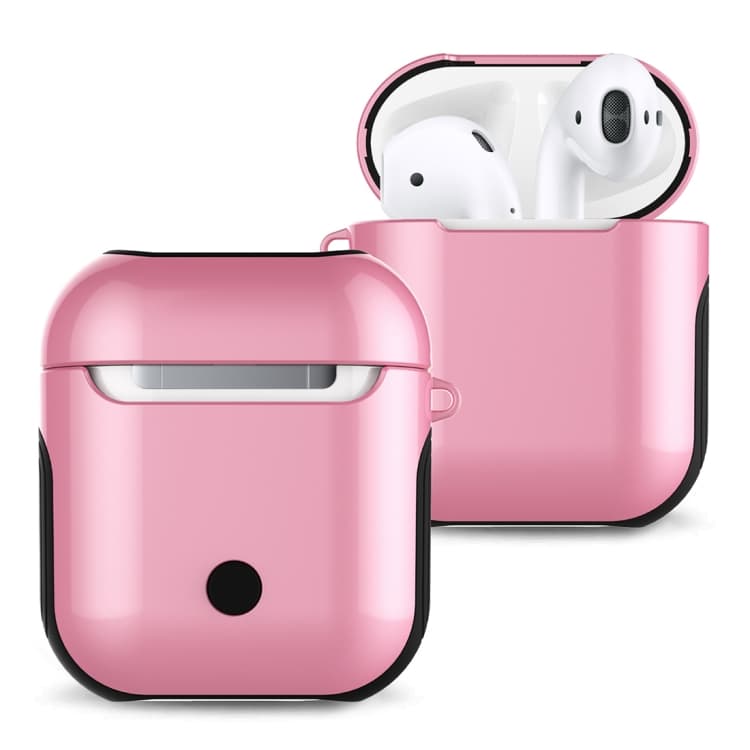 Custodia antivento per auricolari Bluetooth PC verniciato, borsa portaoggetti anti-smarrimento per Apple AirPods 1/2 (Rosa) - Immagine 1