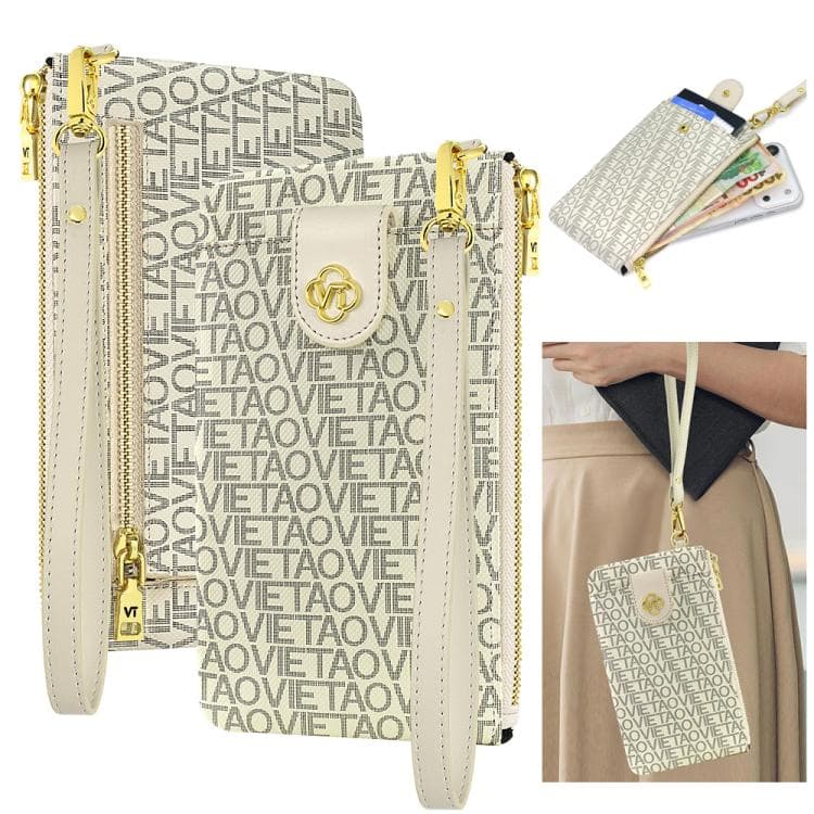 VIETAO VT-ZP-242 Multifunctional Leather Phone Bag with Lanyard(Creamy White) - Immagine 1