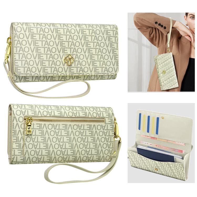 VIETAO VT-ZP-243 Multifunctional Leather Phone Bag with Lanyard(Creamy White) - Immagine 1