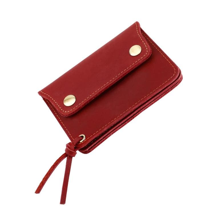 Vintage Crazy Horse Genuine Leather Small Wallet Zipper Coin Purse(Red) - Immagine 1