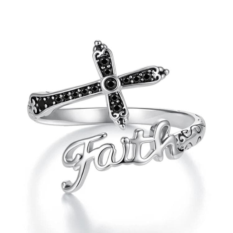 Vintage Cross Copper White Gold Plating Adjustable Ring(YIR309-E) - Immagine 1