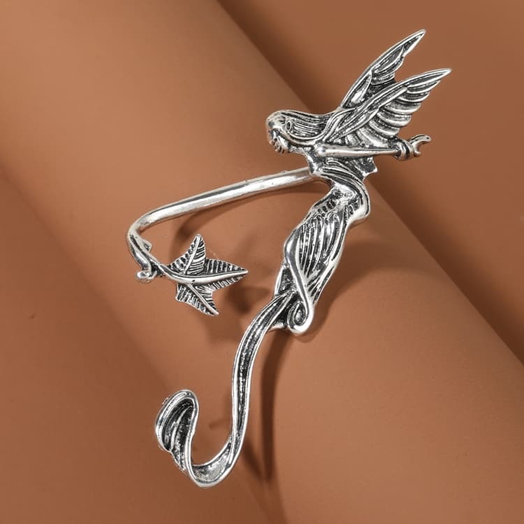 Clip per orecchie ali elfiche vintage stile dark punk orecchini diavolo (E2112-2) - Immagine 1