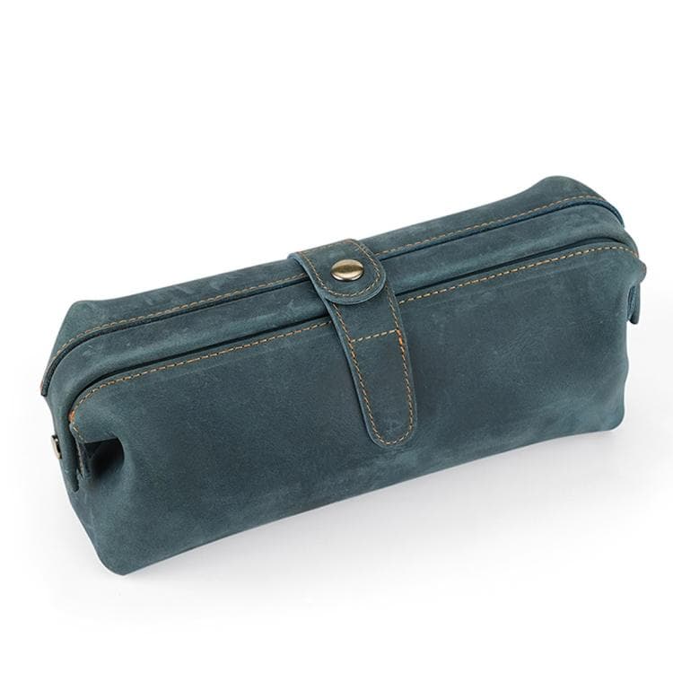 Vintage Genuine Leather Large Capacity Clutch Bag Cosmetics Antique Storage Bag(Blue) - Immagine 1