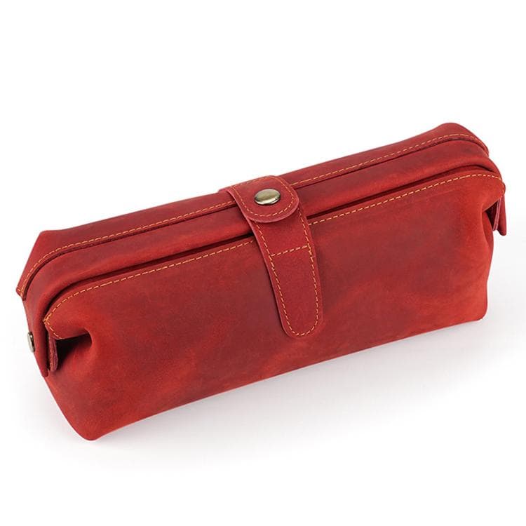 Vintage Genuine Leather Large Capacity Clutch Bag Cosmetics Antique Storage Bag(Red) - Immagine 1