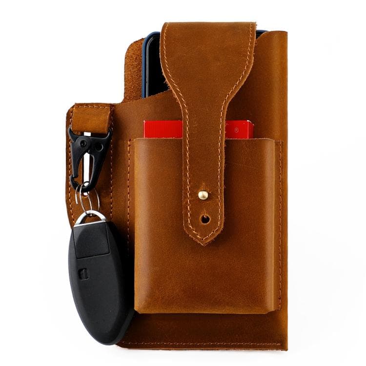 Vintage Genuine Leather Men Waist Bag Outdoor Sports Mobile Phone Belt Pouch(Brown) - Immagine 1