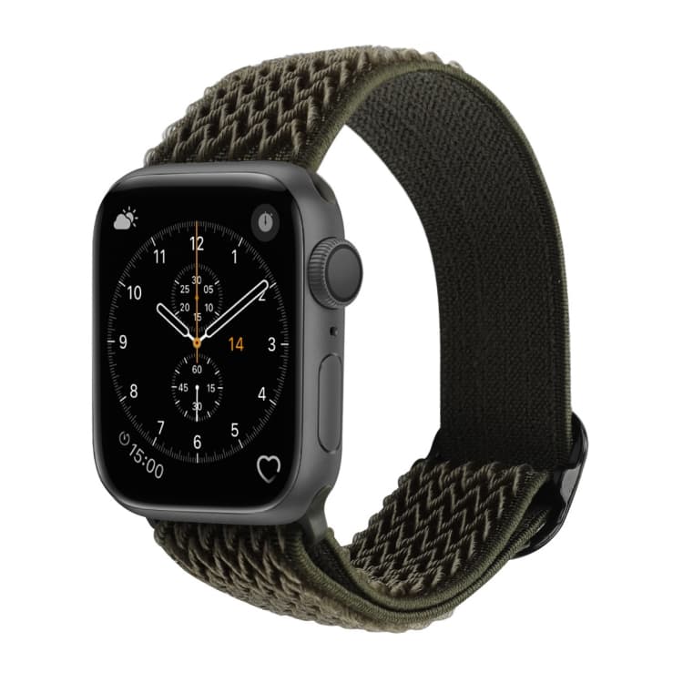 Wave Texture Nylon Watch Band For Apple Watch Ultra 49mm&Watch Ultra 2 49mm / Series 9&8&7 45mm / SE 3&SE 2&6&SE&5&4 44mm / 3&2&1 42mm(ArmyGreen) - Immagine 1