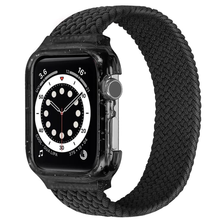 Cinturino intrecciato con cornice per Apple Watch Serie 7 45mm / 6 & SE & 5 & 4 44mm / 3 & 2 & 1 42mm, Lunghezza: 165mm (Nero) - Immagine 1