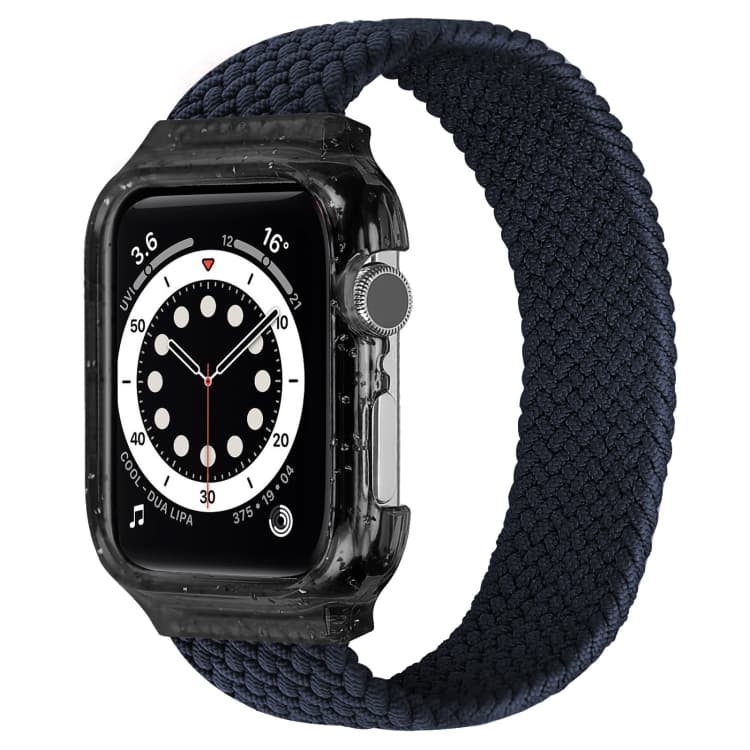 Cinturino per orologio in tessuto intrecciato con cornice per Apple Watch Serie 7 45mm / & 6 & SE & 5 & 4 44mm, Lunghezza: 135mm (Carbone) - Immagine 1