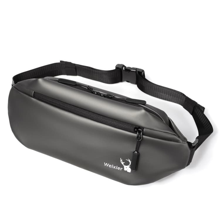WEIXIER 9563 Men Outdoor Messenger Bag Multifunctional PU Large-Capacity Waist Bag(Gray) - Immagine 1