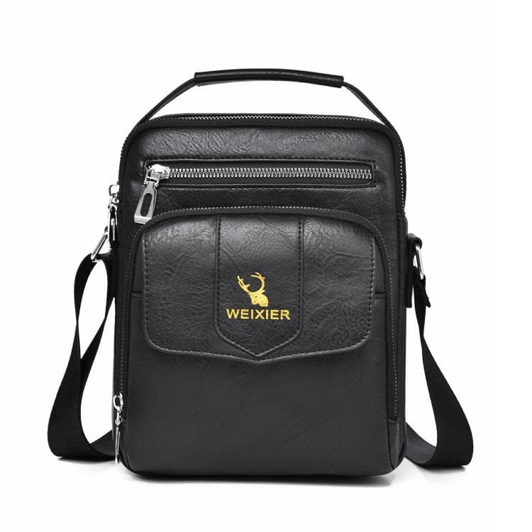 WEIXIER D1105 Men Business Shoulder Bag Retro Commuter Casual Handbag(Black) - Immagine 1