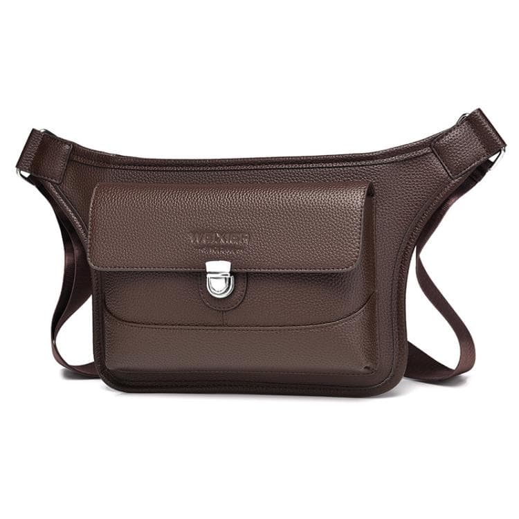 WEIXIER D827 Men PU Leather Crossbody Bag Waterproof Lychee-Grain Shoulder Bag(Brown) - Immagine 1