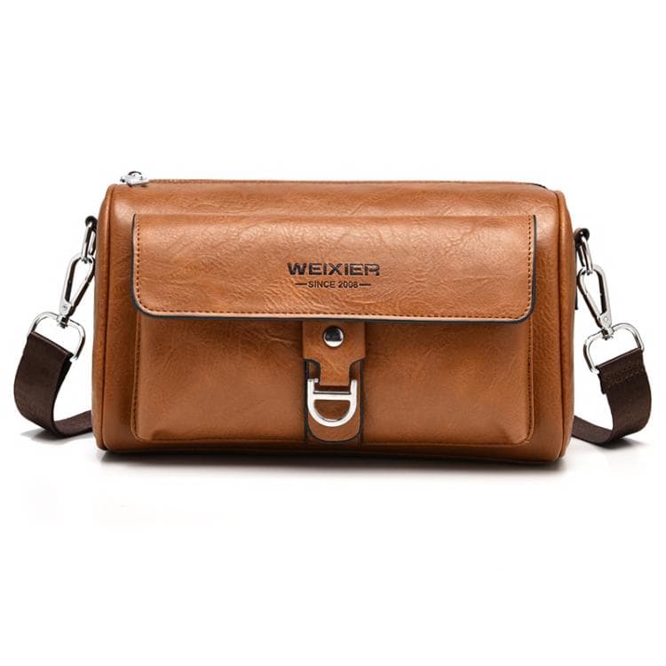 WEIXIER D895 Vintage PU Leather Men Shoulder Bag Large-Capacity Casual Crossbody Bag(Light Brown) - Immagine 1
