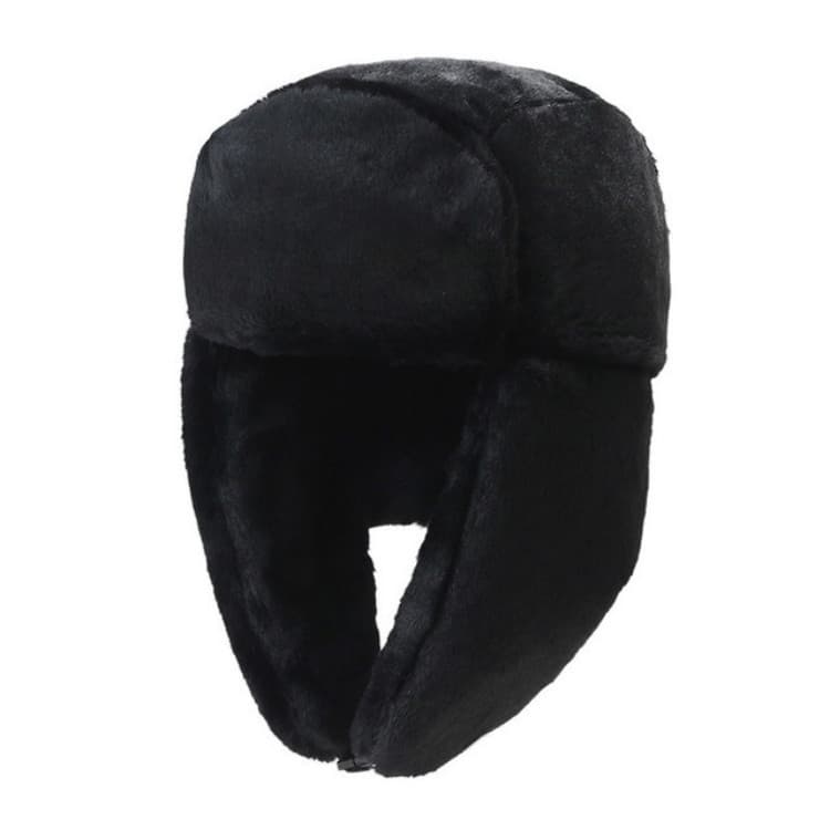 Winter Outdoor Pure Color Plush Warm Ear Cap Flight Cap, Hat Size:One Size(Black) - Immagine 1