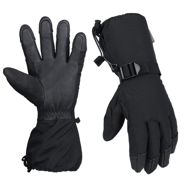 Guanti da sci invernali per uomo e donna, guanti da pala per sport all'aperto, stile: Cinque dita Nero (XL)