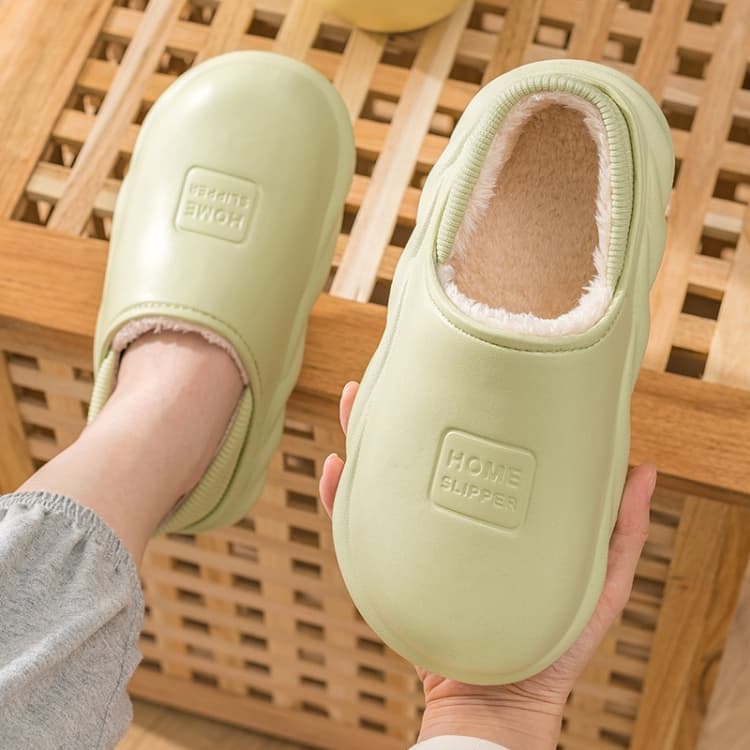 Winter Warm Velvet Thick Waterproof Cotton Slippers, Color: Duck Egg Green 599(42-43)