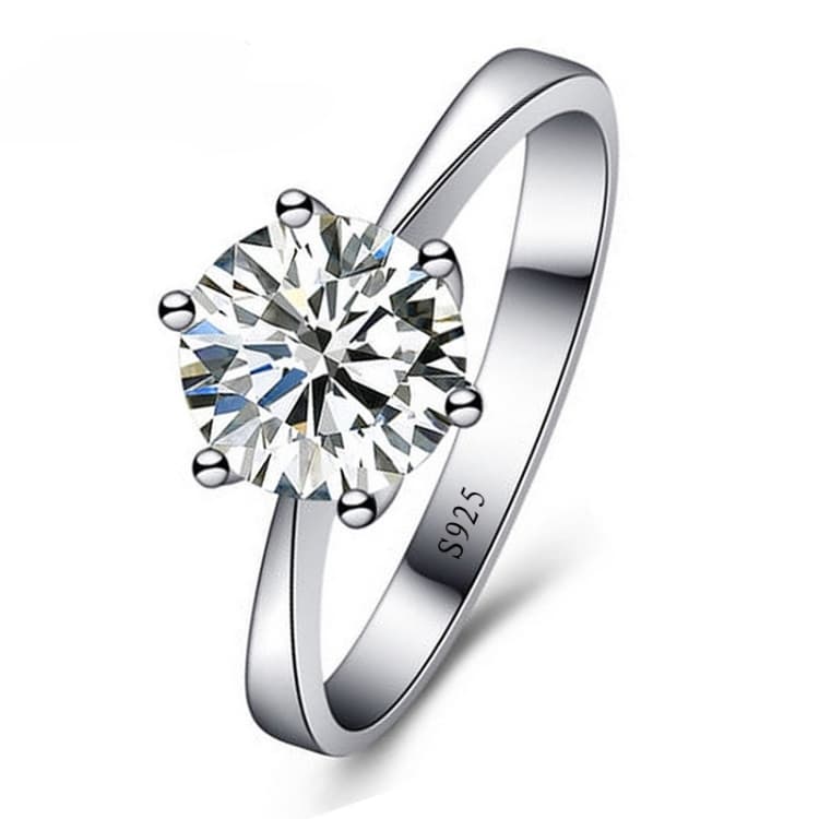 Anello da donna in cristallo CZ per fidanzamento e nozze, gioiello fine in zirconia cubica super brillante, misura anello: 7 - Immagine 1