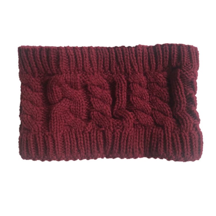 Women Autumn / Winter Topless Twist Knit Wool Warm Hat Headband Earmuffs(Jujube) - Immagine 1