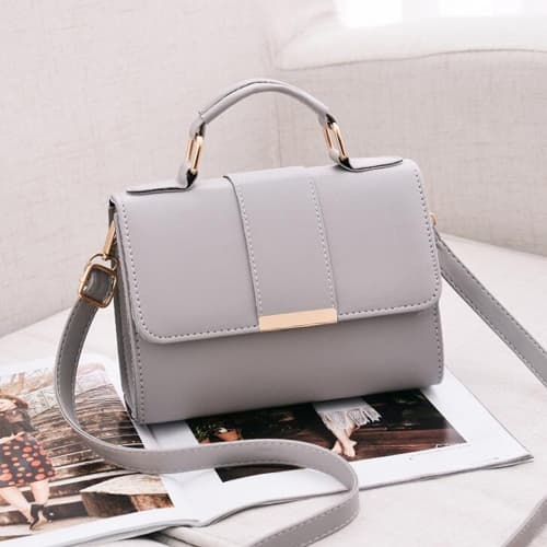 Women Bag Leather Handbags PU Shoulder Bag Small Flap Crossbody Bags for Women Messenger Bags(Gray) - Immagine 1