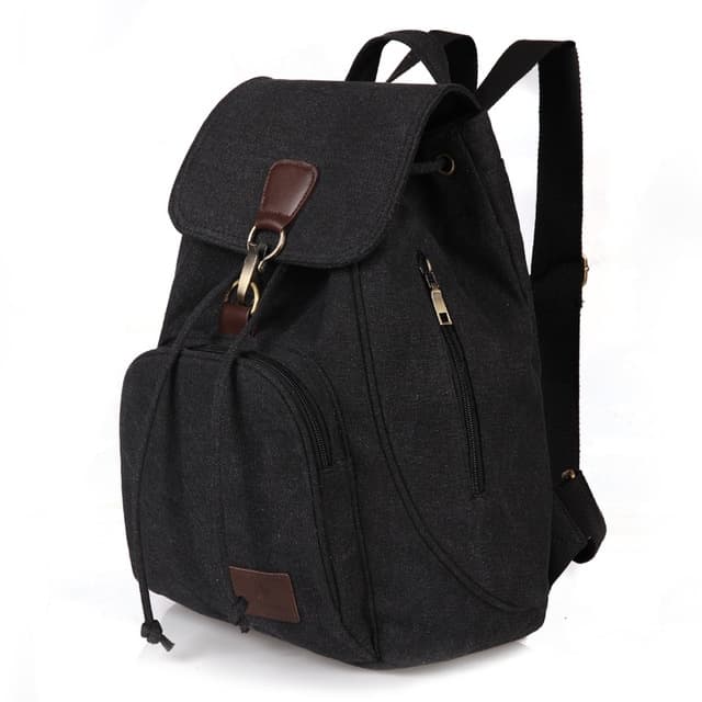 Women Canvas Student Laptop Bag Backpack(Black) - Immagine 1