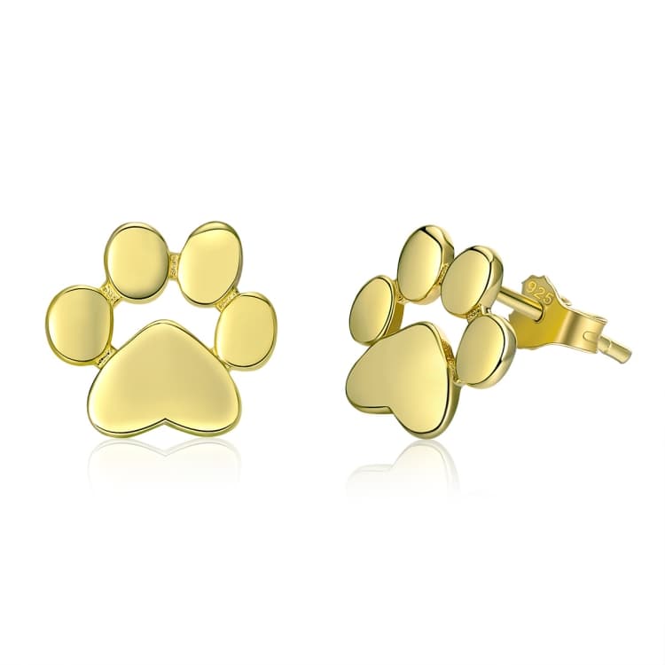 Orecchini in argento con impronte di zampa di gatto moda donna, colore: oro - Immagine 1