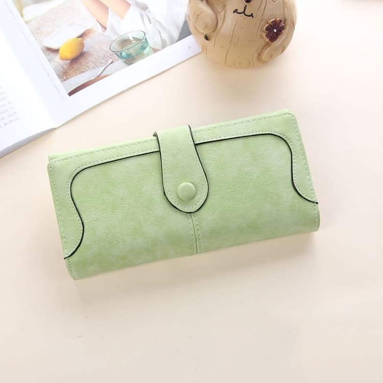 Women Long Wallet Vintage Frosted Splicing Leather Wallet(Light Green) - Immagine 1