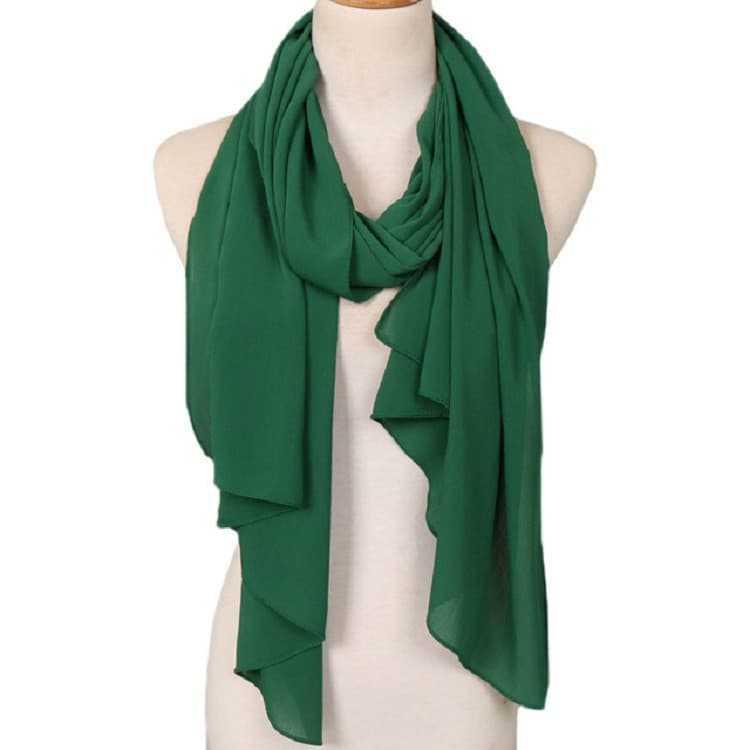 Sciarpa scialle turbante in chiffon pieghettato colorato naturale per donna, taglia: 180 cm (verde brillante) - Immagine 1