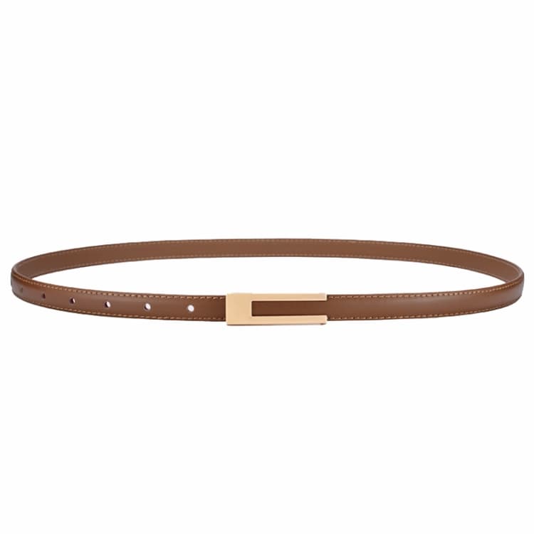 Cintura sottile in pelle per donna, cintura decorativa per abbigliamento, cintura versatile per vita snella (colore caramello) - Immagine 1