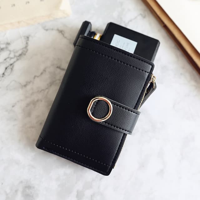 Women Wallets Small Fashion Leather Purse Ladies Card Bag For Female Purse Money Clip Wallet(Black) - Immagine 1