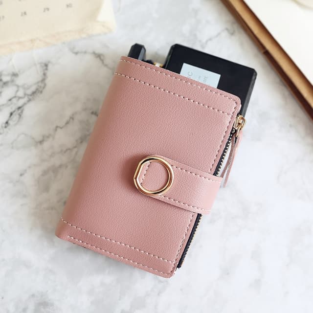 Women Wallets Small Fashion Leather Purse Ladies Card Bag For Female Purse Money Clip Wallet(Dark Pink) - Immagine 1